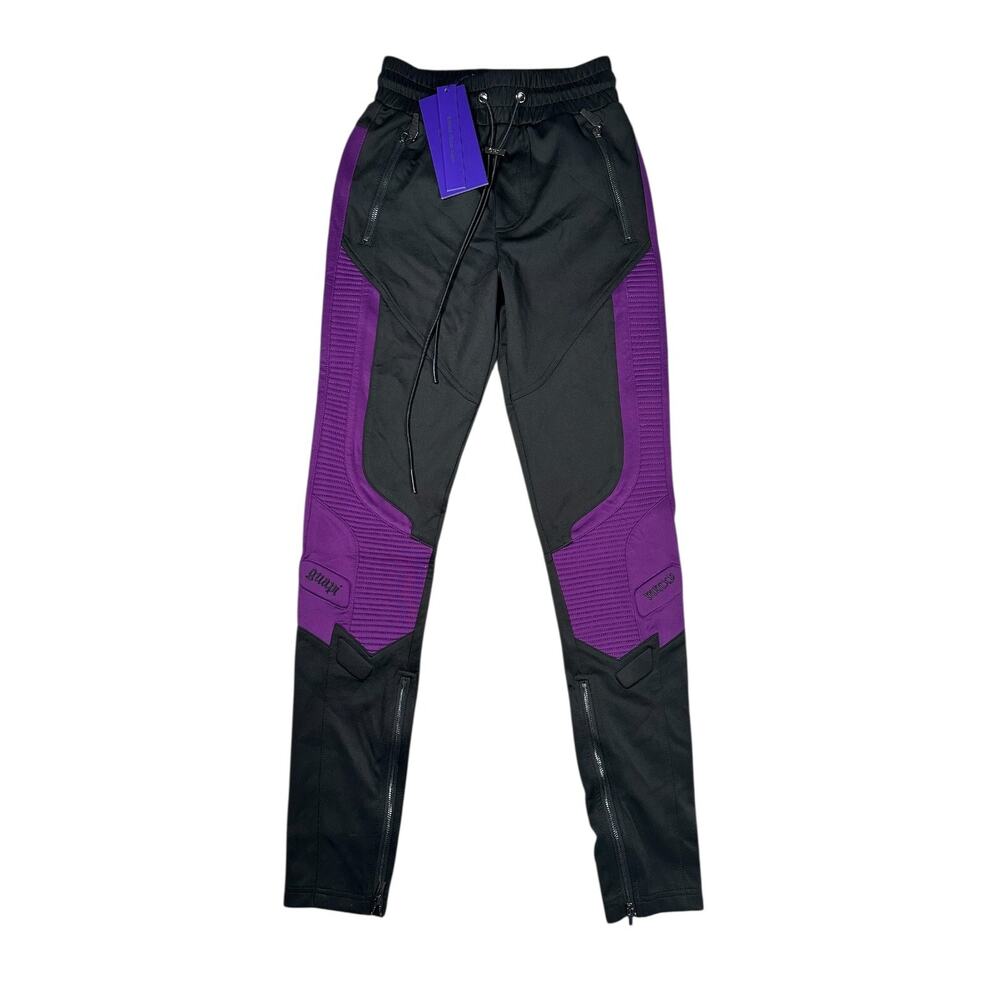 Guapi Pants Mens Size 28 Black Purple Zip Hem Moto Skinny Skate Limited NWT